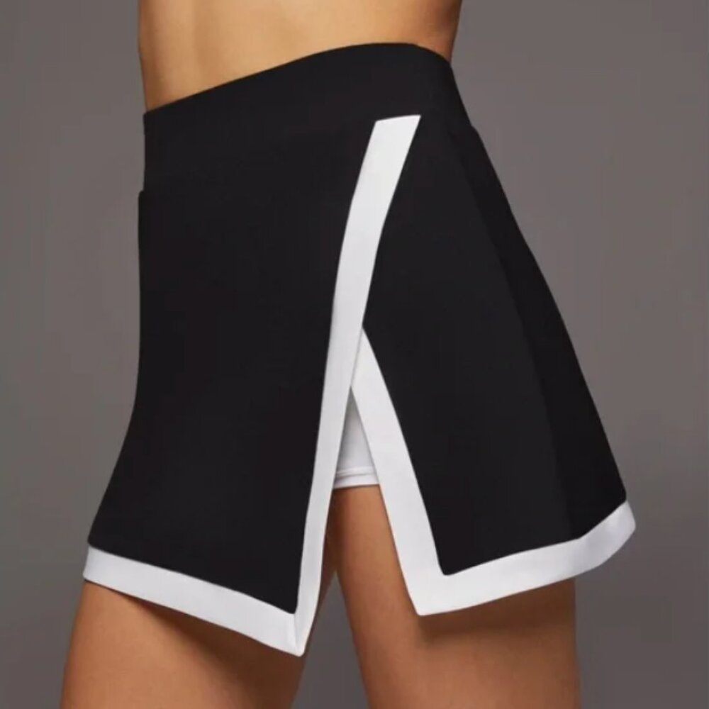 MICHI | Rival Tennis Skirt with Shorts Color Black/White - Black/White | Size XS